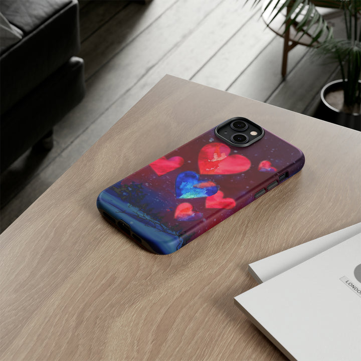 Cute IPhone Case | Rising Heart Love Night, iPhone 15 Case | iPhone 15 Pro Case, Iphone 14 Case, Iphone 14 Pro Max Case, Iphone 13 Case - Studio40ParkLane