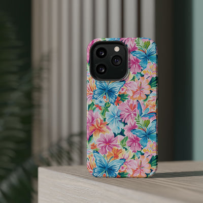Butterflies Flowers Magsafe Cute Phone Case for Iphone Gift for Her, iPhone 16 Case iPhone 15 Pro Max Case, Iphone 14, Iphone 14 Pro Max, 13, 12