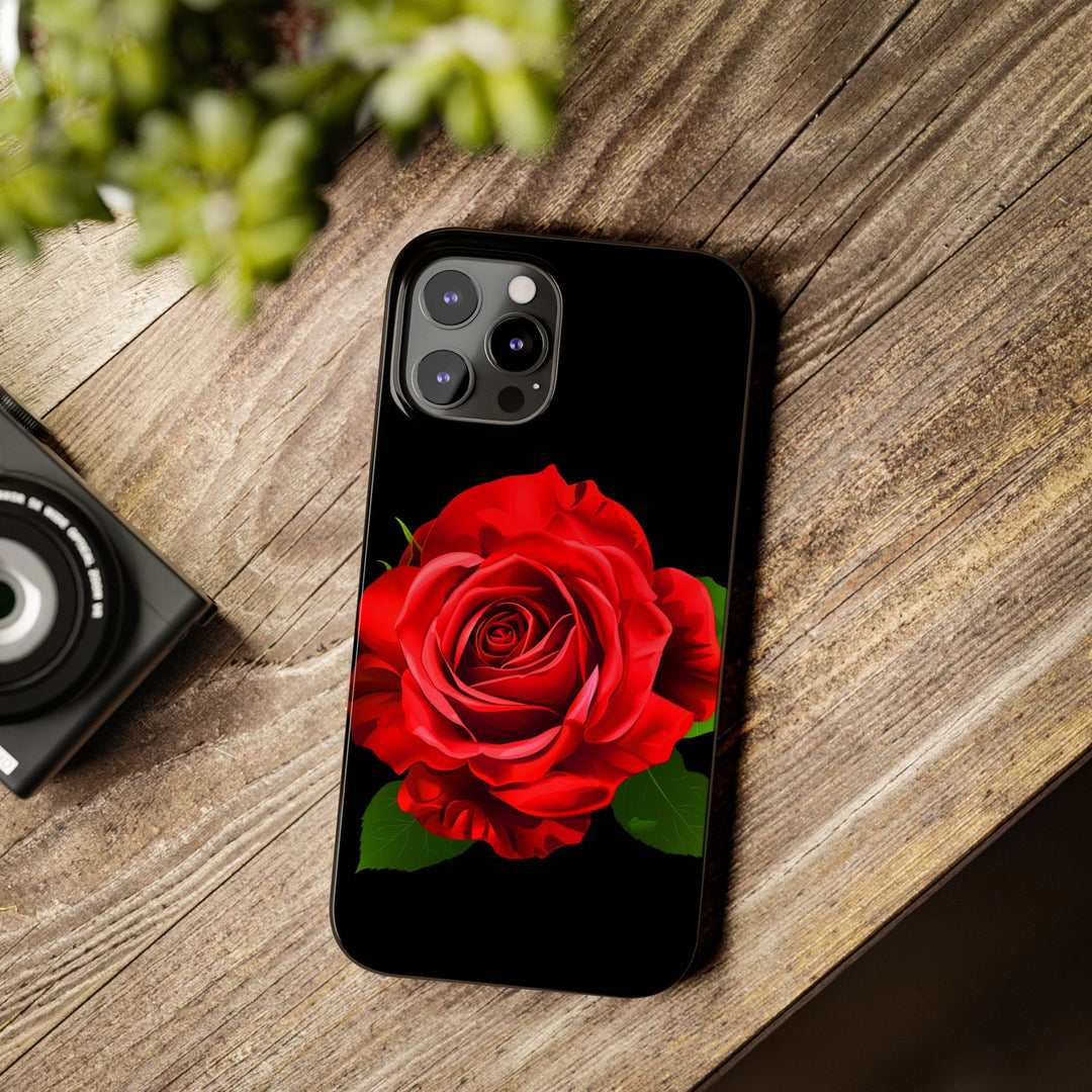 Slim Red Rose Flowers Gift for Her Cute Phone Cases for Iphone 16 Pro Max | iPhone 15 Case | iPhone 15 Pro Max Case, Iphone 14, Iphone 14 Pro Max, Iphone 13 12 11 8 7 - Studio40ParkLane