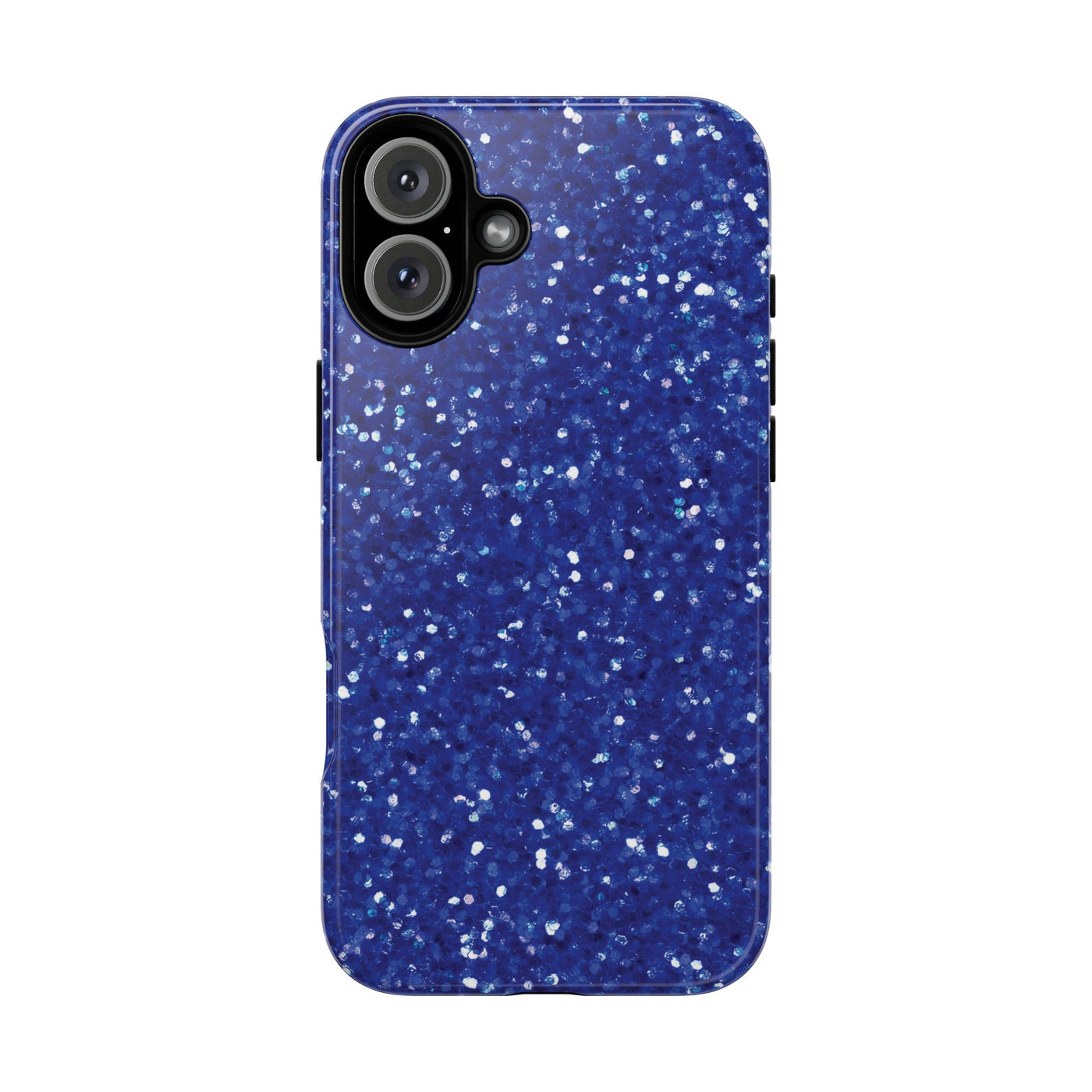 Chic Blue Faux Play on Glitter Effect Cute Phone Case, for IPhone 16 pro Max | Iphone 15, Iphone 14, IPhone 13 Case, 11 8 7, Samsung Galaxy S24, S23, S22, S21, 2 Layer Protection