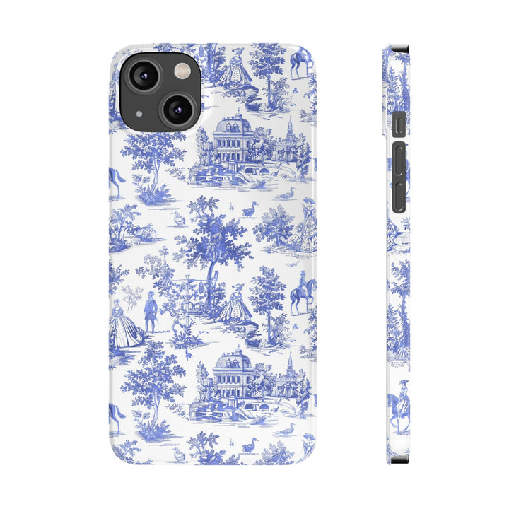 Slim Blue Vintage French Toile Cute Phone Cases for Iphone 16 Pro Max | iPhone 15 Case | iPhone 15 Pro Max Case, Iphone 14, Iphone 14 Pro Max, Iphone 13 12 11 8 7 - Studio40ParkLane