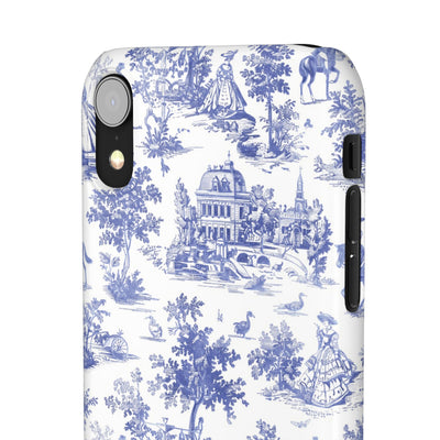 Snap Blue Vintage French Toile Cute Phone Cases for Samsung Galaxy S24, S23, S22, S21, S20, Plus, Ultra, Iphone 16, 15, 14, Pro and Max