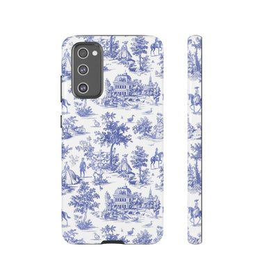 Premium Tough Blue French Toile Gift for Her Cute Phone Cases for Samsung and Iphone, 16, 15, 14, S24, S23, S22, S21, S20, Plus, Ultra, Pro