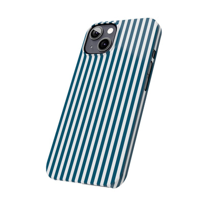 Slim Teal Blue Striped Cute Phone Case for Iphone 16 - | iPhone 15 Pro Max Case | iPhone 14 Case Iphone 13 12 11 10 9 8 7 X XS Gift for Her - Studio40ParkLane