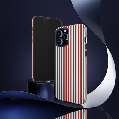 Tough Premium Red Stripes Phone Case Gift for Her - For Apple iPhone 16 Pro Max 16e iPhone 15 Pro iPhone Iphone 14 Plus 13 Pro 12 SE XR - Studio40ParkLane