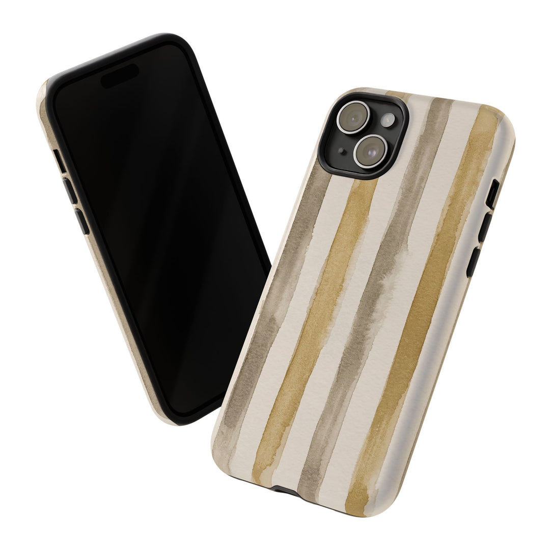Tough Cute Brown Beige Stripes Phone Case, for IPhone 17 Pro Max | Iphone 17 Air, Iphone 16, IPhone 15, 14 13 12, Samsung Galaxy S26, S25, S24, S23 - Studio40ParkLane