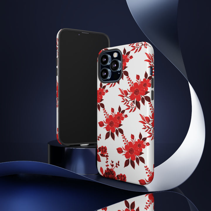 Cute IPhone Case | Red White Flowers, iPhone 15 Case | iPhone 15 Pro Case, Iphone 14 Case, Iphone 14 Pro Max Case, Protective Iphone Case - Studio40ParkLane