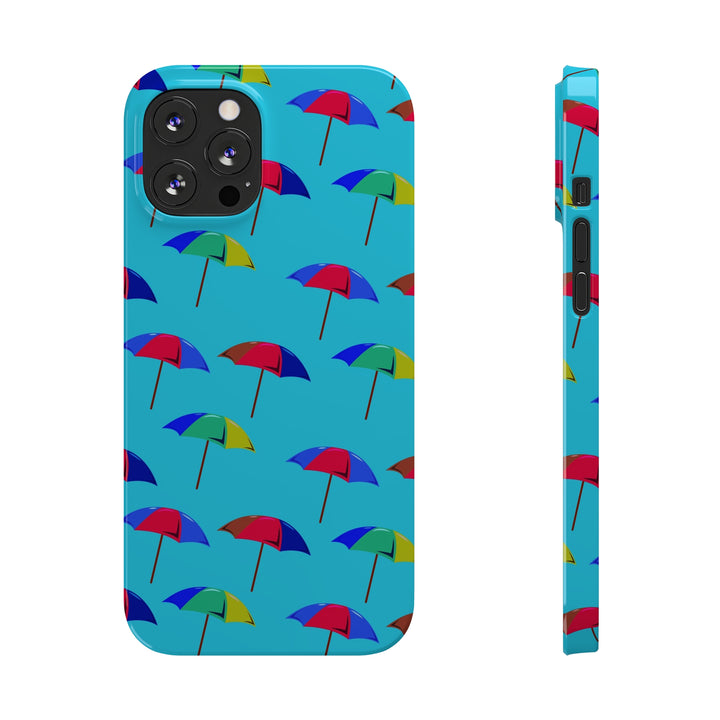 Slim Cute Phone Cases for Iphone - | iPhone 15 Case | iPhone 15 Pro Max Case, Iphone 14 Case, Iphone 14 Pro Max, Iphone 13, Colorful Beach Parasol Blue - Studio40ParkLane