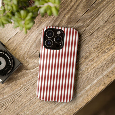 Tough Premium Red Stripes Phone Case Gift for Her - For Apple iPhone 16 Pro Max 16e iPhone 15 Pro iPhone Iphone 14 Plus 13 Pro 12 SE XR - Studio40ParkLane