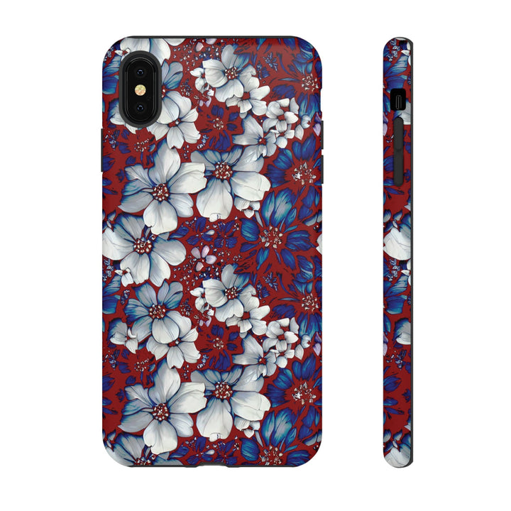 Cute IPhone Case | Red Blue Flowers, iPhone 15 Case | iPhone 15 Pro Case, Iphone 14 Case, Iphone 14 Pro Max Case, Protective Iphone Case - Studio40ParkLane