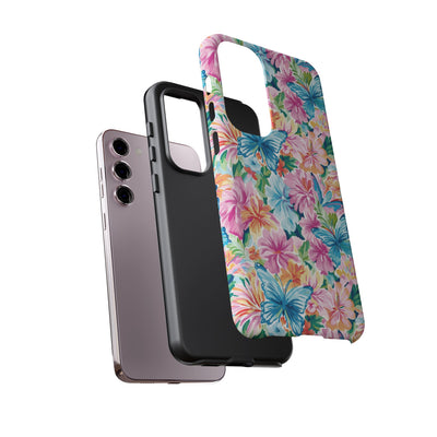 Premium Tough Butterflies Flowers Cute Phone Cases for Samsung S24, S23, S22, S21, S20, Plus and Ultra, Iphone 16 Pro Max,15, 14, 13, 12, 11, 10