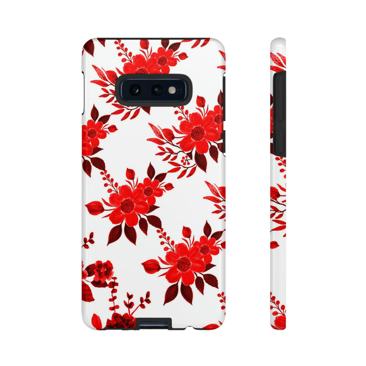 Cute Samsung Phone Case | Aesthetic Samsung Phone Case | Galaxy S23, S22, S21, S20 | Red White Flowers, Protective Phone Case - Studio40ParkLane