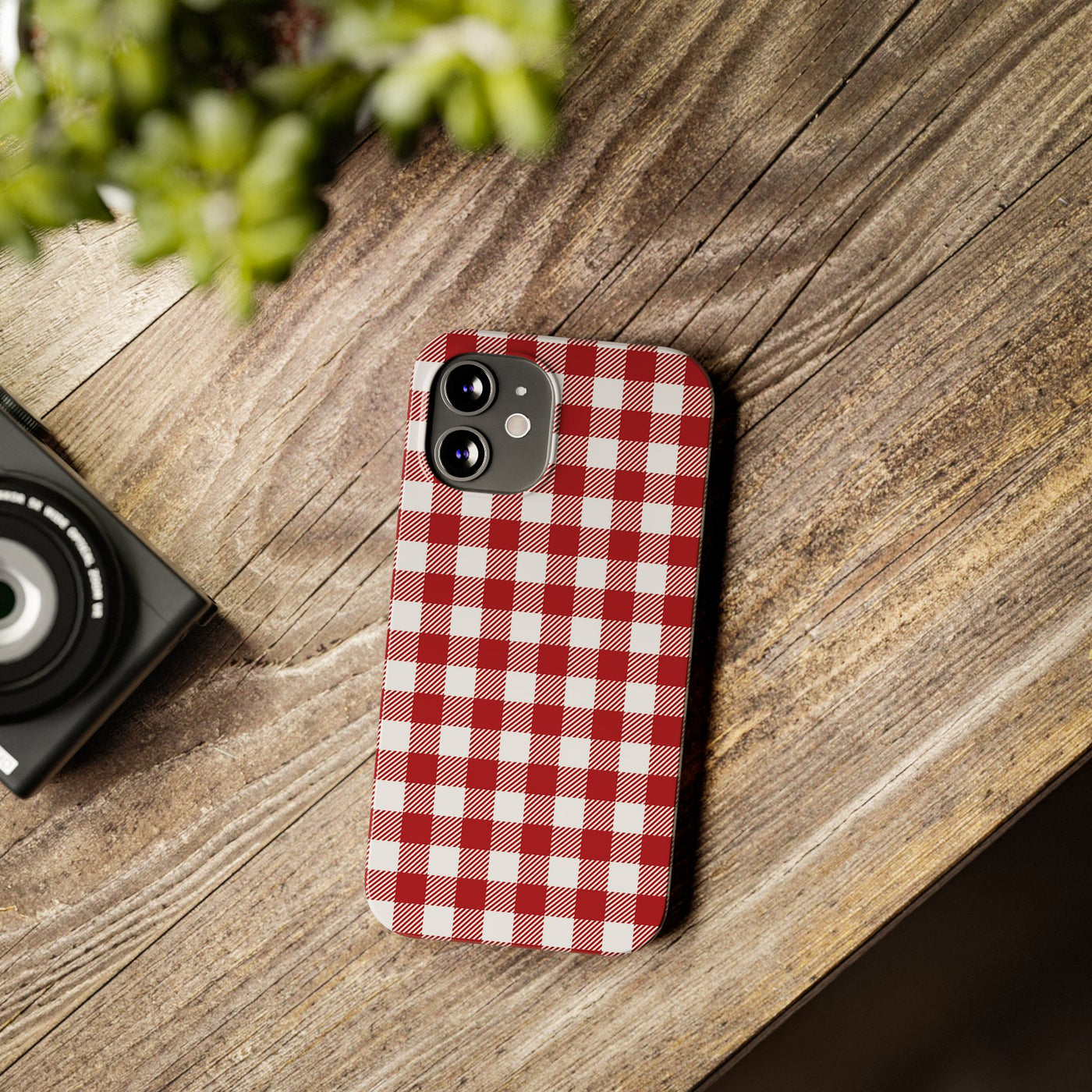 Slim Red Gingham Gift for Her Cute Phone Cases for Iphone 16 Pro Max | iPhone 15 Case | iPhone 15 Pro Max Case, Iphone 14, 13, 12, 11, 10, 8, 7