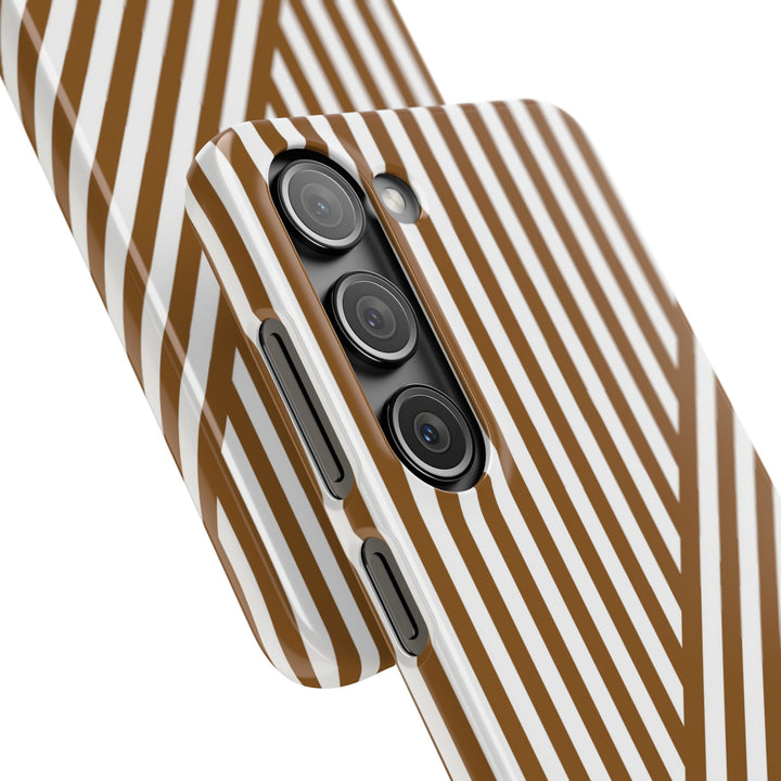 Aesthetic Mocha Brown Stripes Cute Phone Case Sleek Snap - For iPhone 17 Pro Max iPhone 16 Pro iPhone 15 Iphone 14 Plus 13 Pro 12 11 10 Gift - Studio40ParkLane