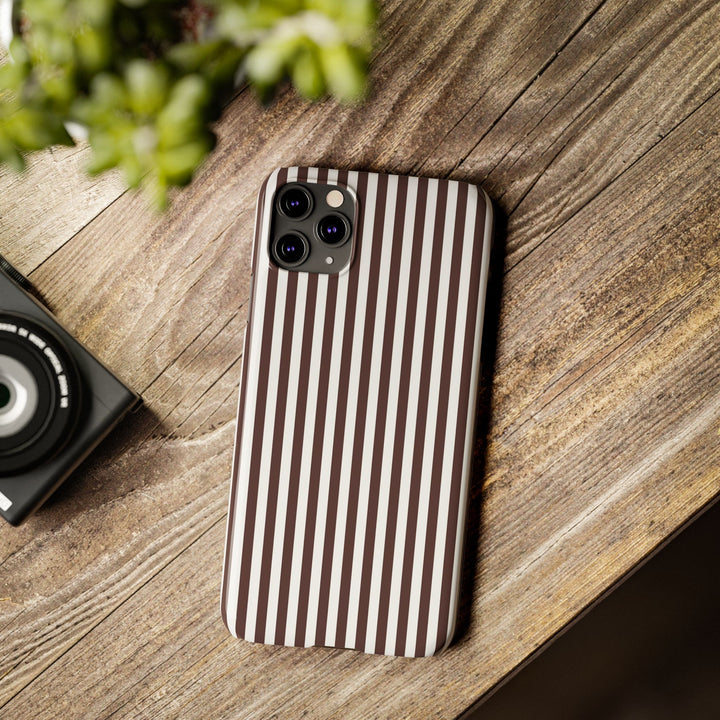 Slim Carriage Brown Striped Cute Phone Case for Iphone 16 - | iPhone 15 Pro Max Case | iPhone 14 Case Iphone 13 12 11 10 9 8 7 Gift for Her - Studio40ParkLane