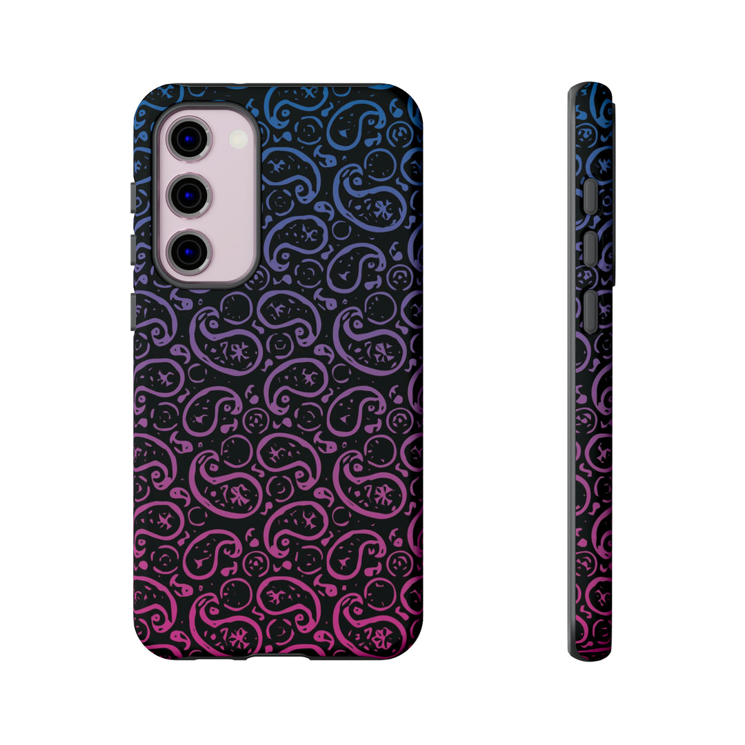Cool Phone Case | Aesthetic Phone Case | Paisley Blue Pink Black | For Samsung Galaxy S23, S22, S21, S20 | Luxury Double Layer | Cute - Studio40ParkLane