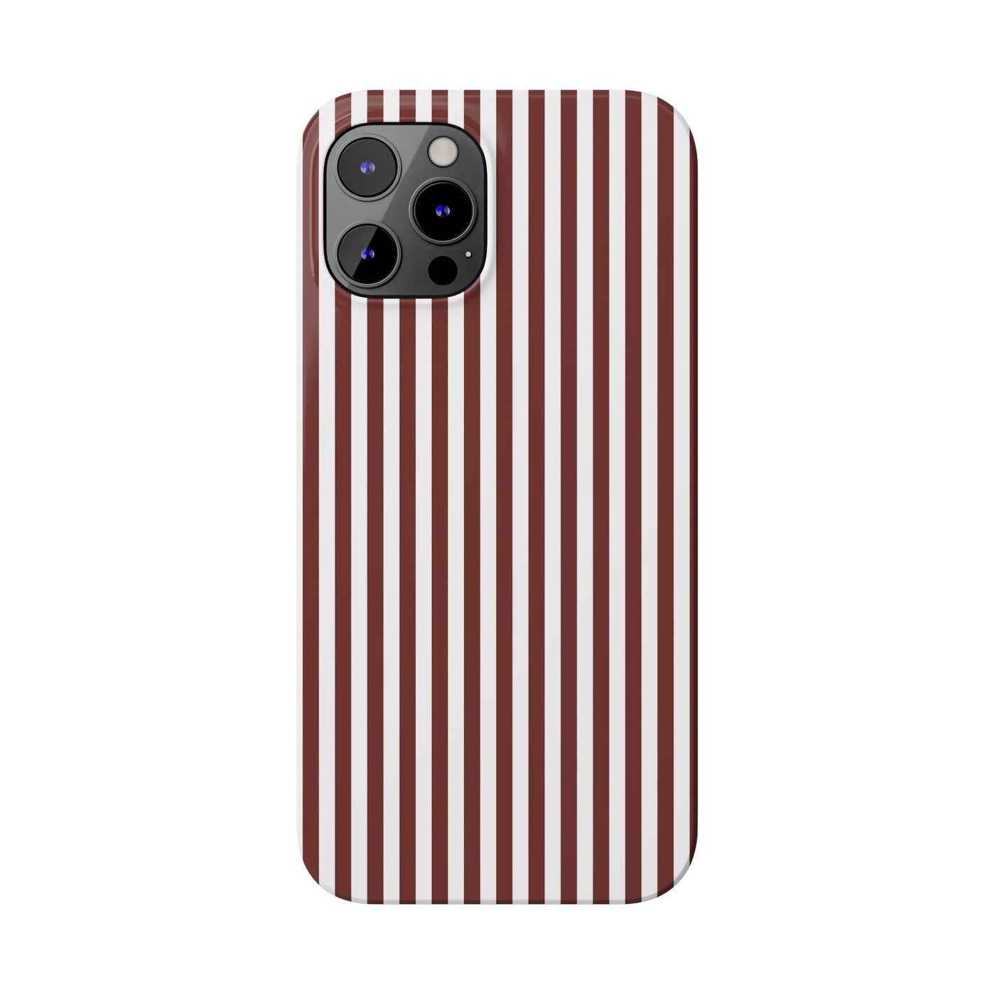 Slim Chocolate Brown Striped Cute Phone Case for Iphone 16 - | iPhone 15 Pro Max Case | iPhone 14 Case Iphone 13 12 11 10 9 8 7 Gift for Her - Studio40ParkLane