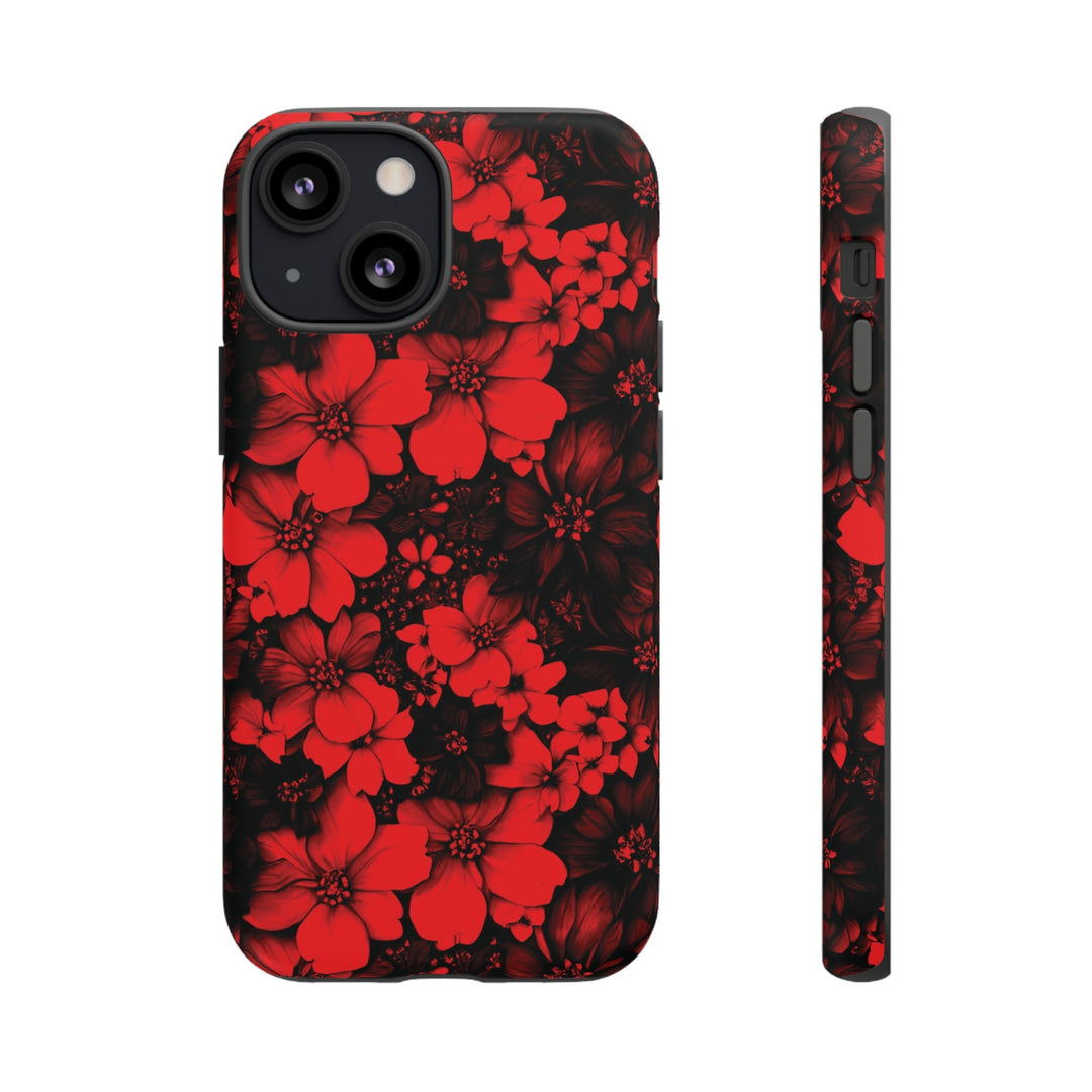 Cute IPhone Case | Red Black Flowers, iPhone 15 Case | iPhone 15 Pro Case, Iphone 14 Case, Iphone 14 Pro Max Case, Protective Iphone Case - Studio40ParkLane
