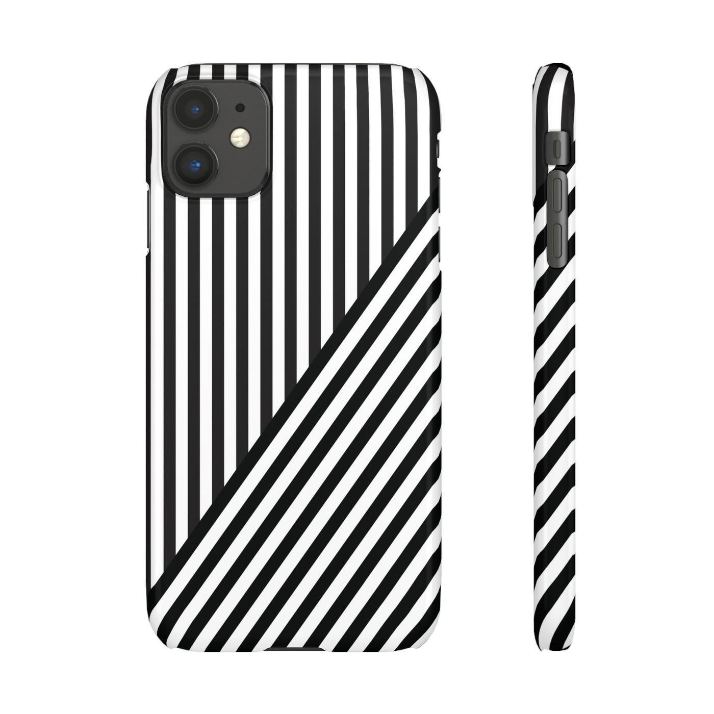 Aesthetic Black White Stripes Cute Phone Case Sleek Snap - For iPhone 17 Pro Max iPhone 16 Pro iPhone 15 Iphone 14 Plus 13 Pro 12 11 10 Gift - Studio40ParkLane