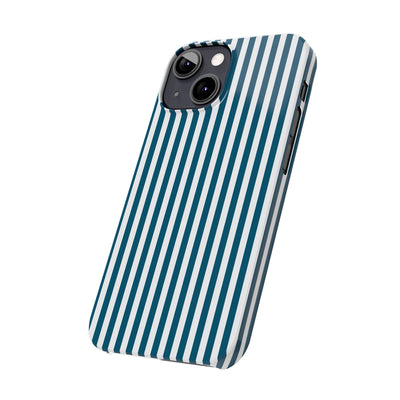Slim Teal Blue Striped Cute Phone Case for Iphone 16 - | iPhone 15 Pro Max Case | iPhone 14 Case Iphone 13 12 11 10 9 8 7 X XS Gift for Her - Studio40ParkLane