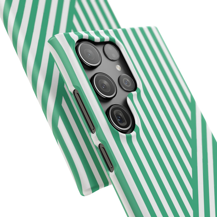 Aesthetic Emerald Stripes Cute Phone Case Sleek Snap - For iPhone 17 Pro Max iPhone 16 Pro iPhone 15 Iphone 14 Plus 13 Pro 12 11 10 Gift