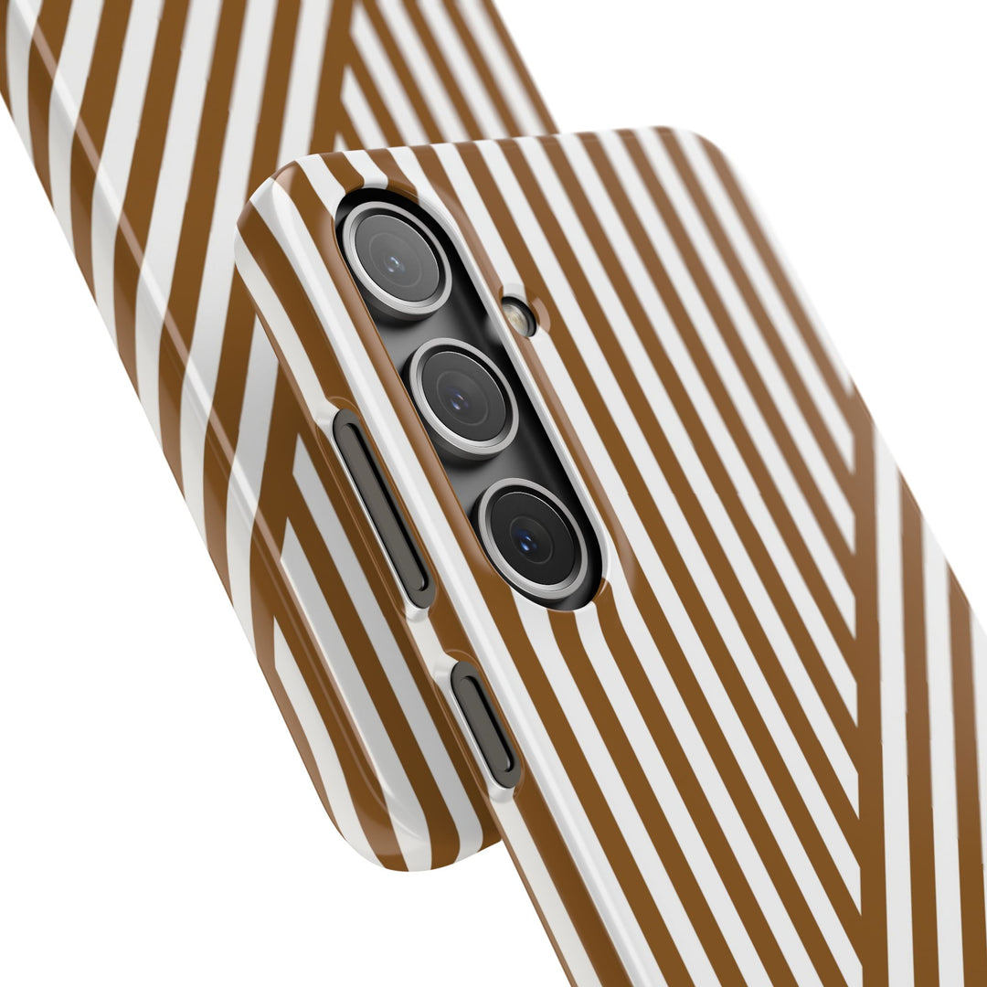 Aesthetic Mocha Brown Stripes Cute Phone Case Sleek Snap - For iPhone 17 Pro Max iPhone 16 Pro iPhone 15 Iphone 14 Plus 13 Pro 12 11 10 Gift - Studio40ParkLane