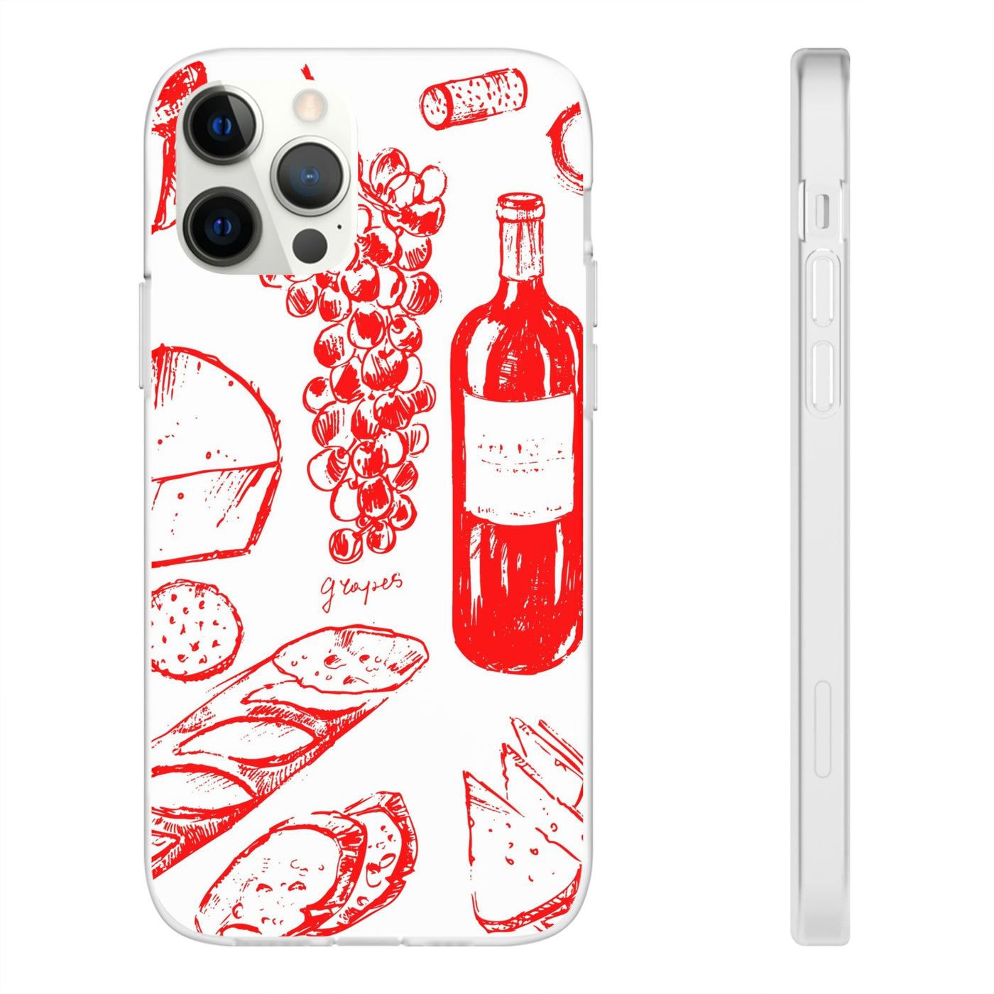 Cute Flexi Phone Cases, French Food Wine Red, Compatible with Samsung Galaxy S23, Samsung S22, Samsung S21, Samsung S20, Galaxy S20 Ultra