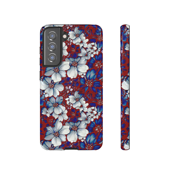 Cute Samsung Phone Case | Aesthetic Samsung Phone Case | Galaxy S23, S22, S21, S20 | Red Blue Flowers, Protective Phone Case - Studio40ParkLane