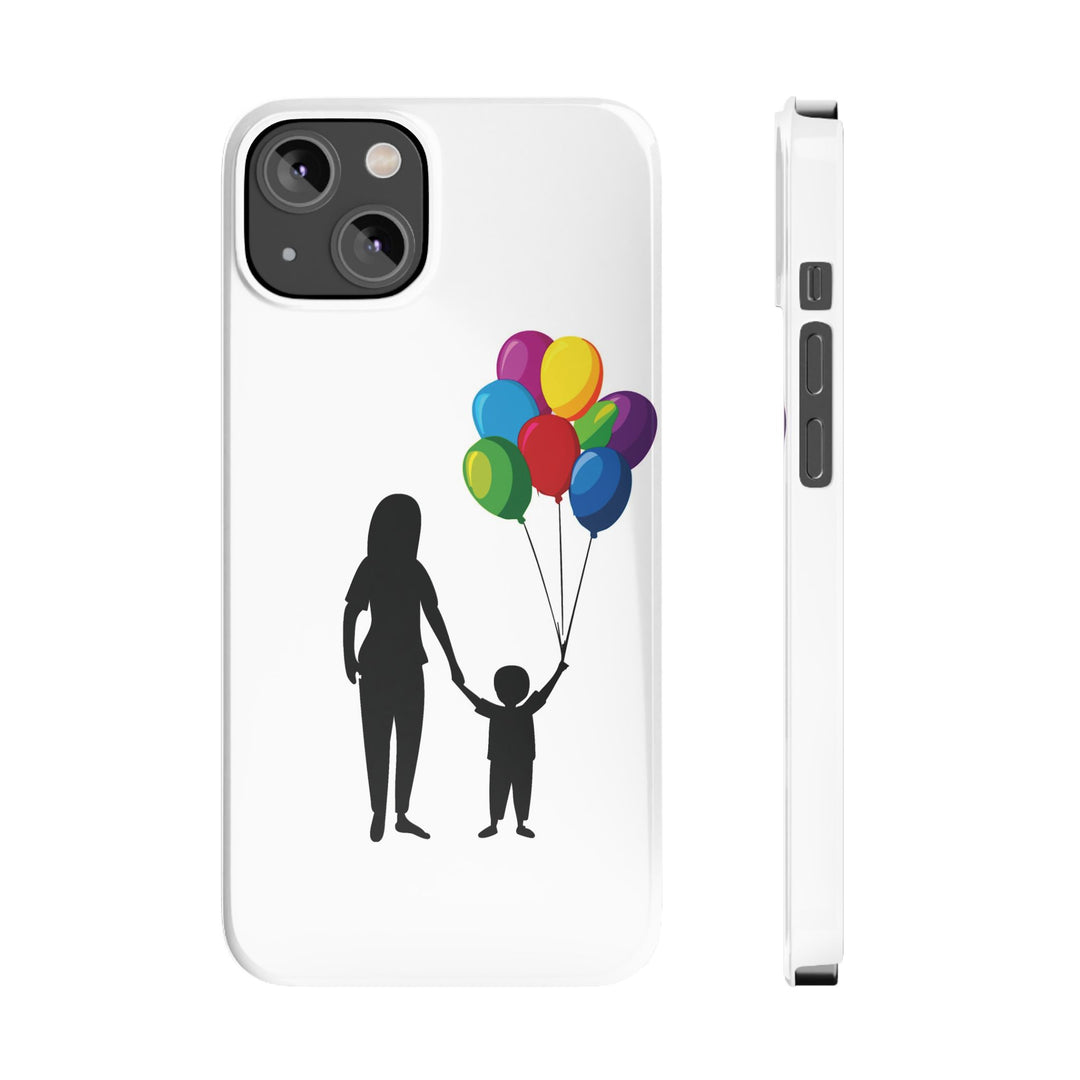 Slim Mother Child Balloons Gift for Her Cute Phone Cases for Iphone 16 Pro Max | iPhone 15 Case | iPhone 15 Pro Max Case, Iphone 14, 13, 12, 11, 10, 8, 7 - Studio40ParkLane