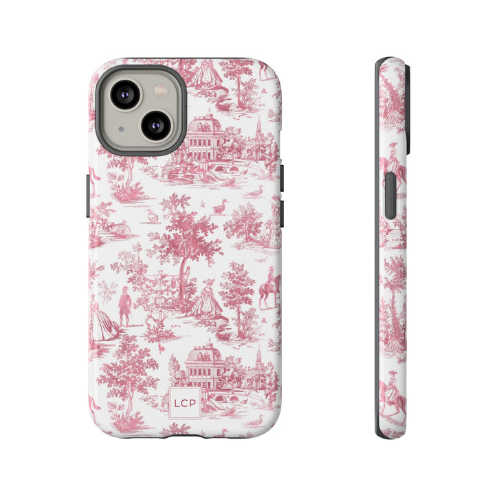 Personalized Custom French Toile Tough Cute Phone Case For Apple iPhone 18, 17, 16, 15 14, Pro Max, Samsung Galaxy S26, S25, S24 Plus Ultra