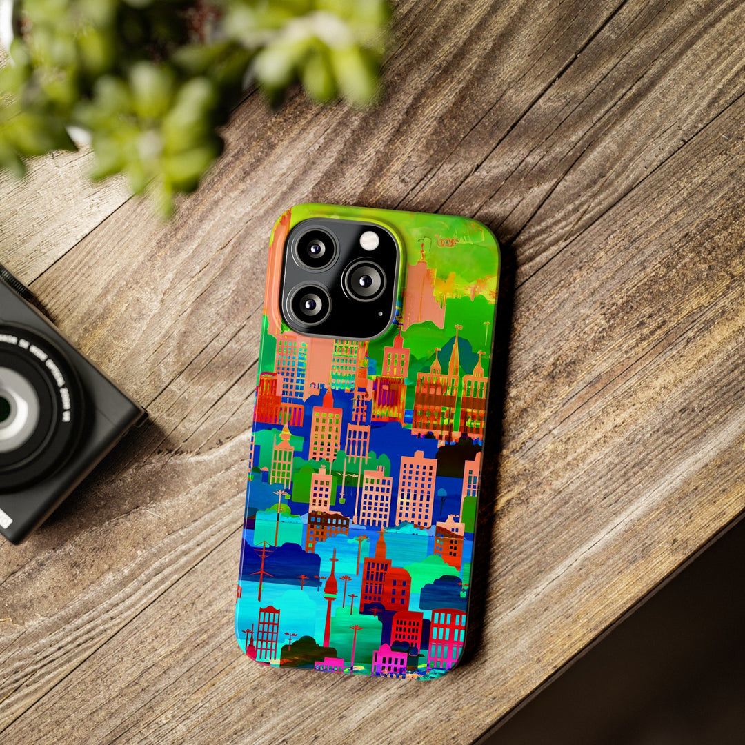 Slim Cute Phone Cases for Iphone - | iPhone 15 Case | iPhone 15 Pro Max Case, Iphone 14 Case, Iphone 14 Pro Max, Iphone 13, Summer City Skyline - Studio40ParkLane