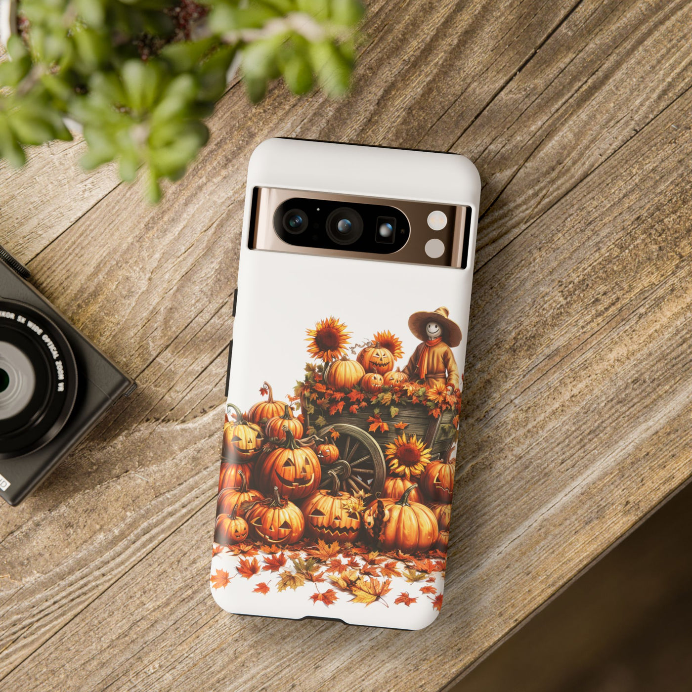 Impact Resistant, Fall Leaves Scarecrow, Cute Phone Cases for Samsung S24, S23, S22, S21, IPhone 15 pro Iphone 14 pro Iphone 13 IPhone 12 Iphone 11