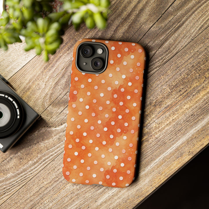 Aesthetic Tough Orange Polka Dots Watercolor Phone Case - For iPhone 17 Pro Max iPhone 16 Pro iPhone 15 Iphone 14 Plus 13 Pro 12 11 10 XR - Studio40ParkLane
