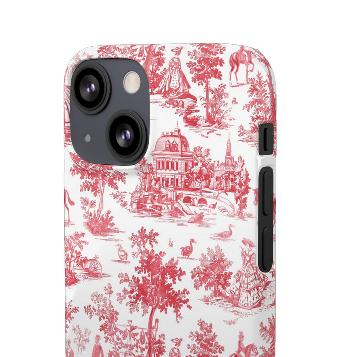 Snap French Toile Personalized Initial Custom Gift for Her Cute Phone Cases for Samsung S24, S23, S22, S21, S20, Plus and Ultra and Iphone, 16, 15, 14, 13, 12, 11. 10 - Studio40ParkLane