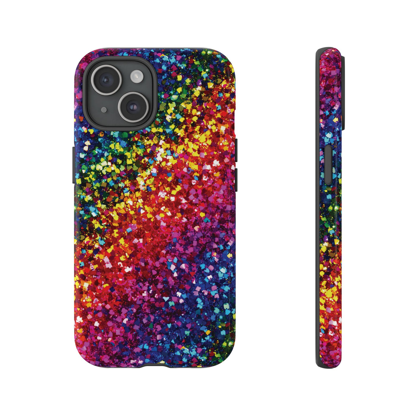 Faux Chic Play on Glitter Effect Cute Phone Case, for IPhone 16 pro Max | Iphone 15, Iphone 14, IPhone 13 Case, 11 8 7, Samsung Galaxy S24, S23, S22, S21, 2 Layer Protection