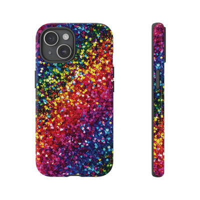 Faux Chic Play on Glitter Effect Cute Phone Case, for IPhone 16 pro Max | Iphone 15, Iphone 14, IPhone 13 Case, 11 8 7, Samsung Galaxy S24, S23, S22, S21, 2 Layer Protection