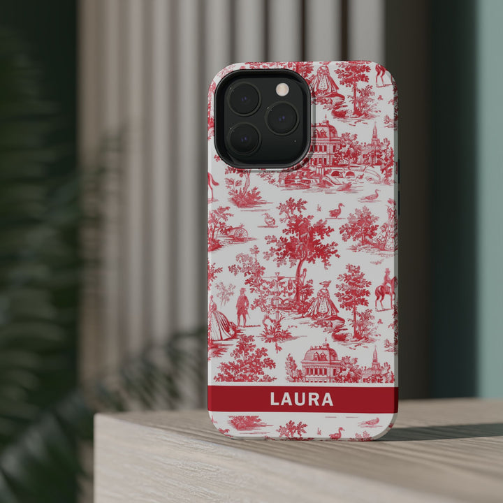 Magsafe French Toile Personalized Initial Custom Gift for Her Cute Phone Cases for Iphone 16 Pro Max | iPhone 15 Case | iPhone 15 Pro Max Case, Iphone 14, 13, 12, 11, 10, 8, 7 - Studio40ParkLane