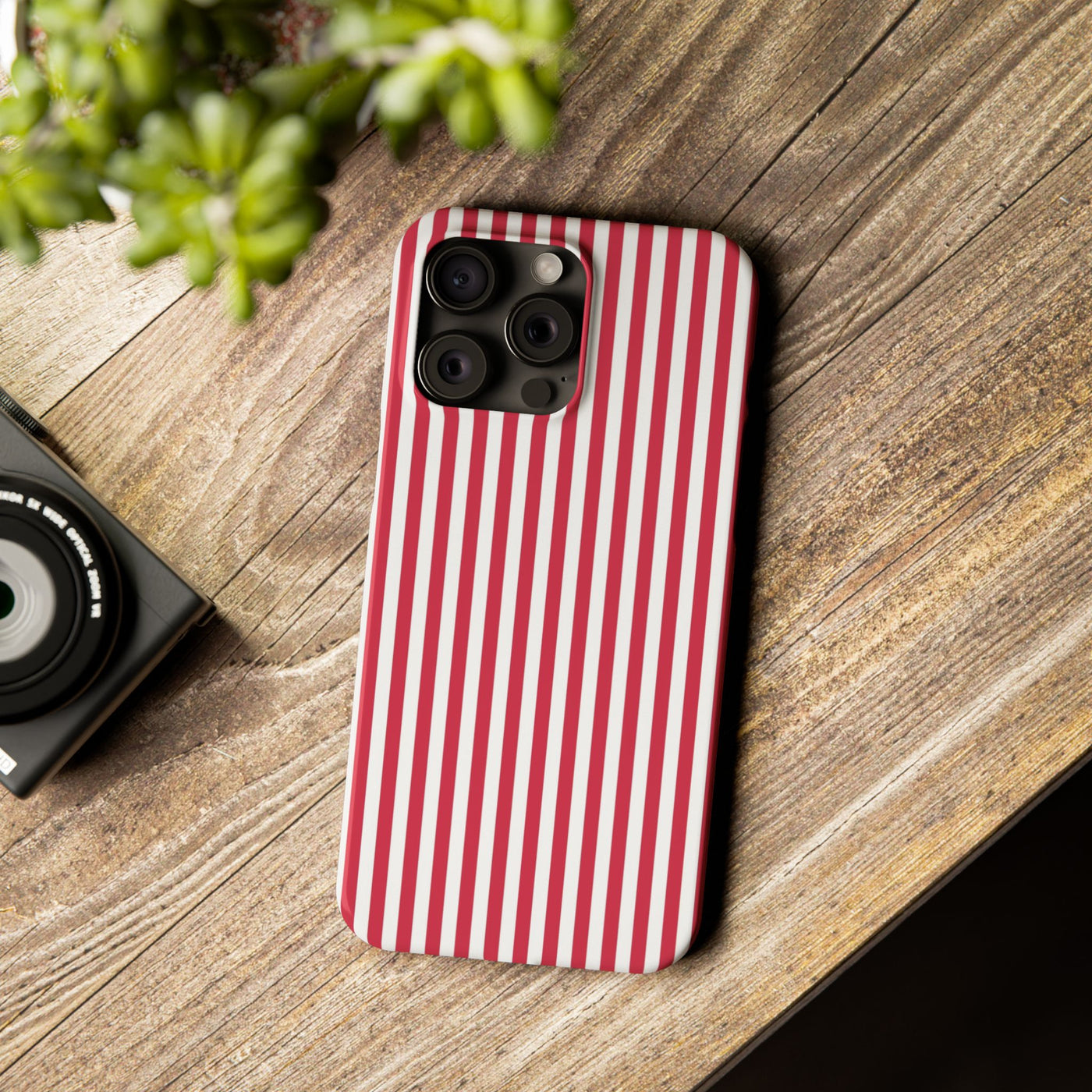 Slim Red Winterberry Striped Cute Phone Case for Iphone 16 - | iPhone 15 Pro Max Case | iPhone 14 Case 13 12 11 10 9 8 7 X XS Gift for Her
