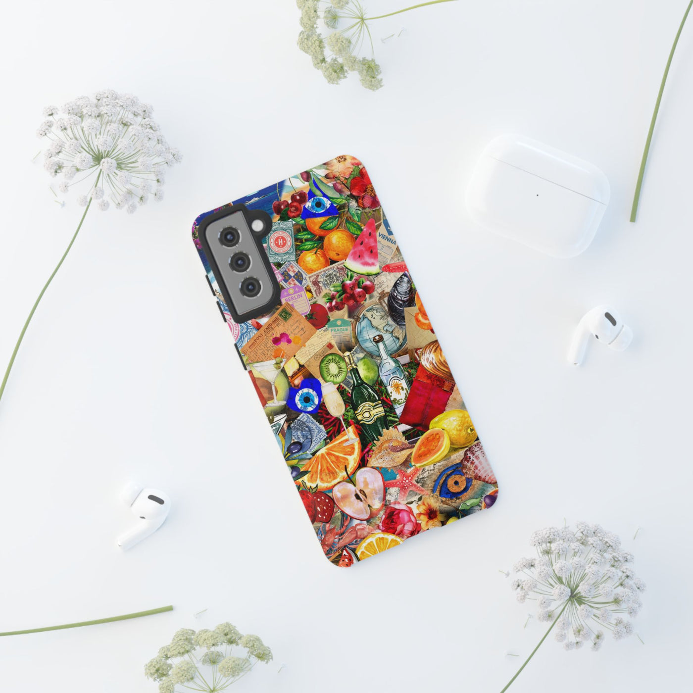 Fruity European Summer Impact Resistant Cute Phone Cases for Samsung S24, S23, S22, S21, IPhone 15 pro Iphone 14 pro Iphone 13 IPhone 12 Iphone 11