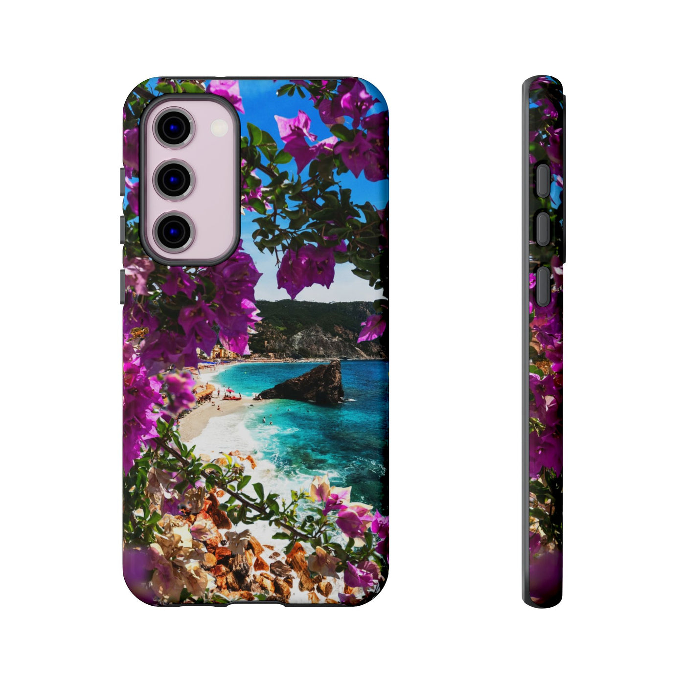 Impact Resistant, Bougainvillea Seaview, Cute Phone Cases for Samsung S24, S23, S22, S21, IPhone 15 pro Iphone 14 pro Iphone 13 IPhone 12 Iphone 11