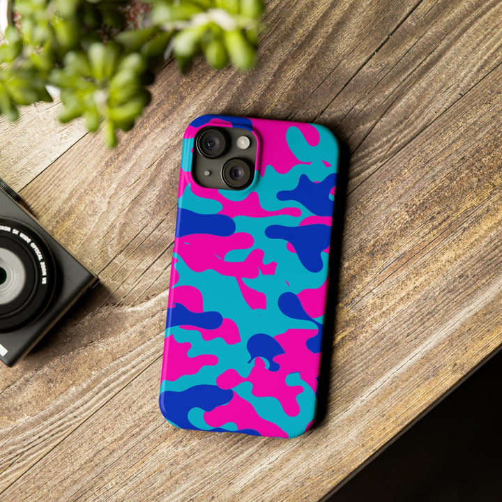 Slim Cute Phone Cases for Iphone - | iPhone 15 Case | iPhone 15 Pro Max Case, Iphone 14 Case, Iphone 14 Pro Max, Iphone 13, Blue Pink Camouflage - Studio40ParkLane