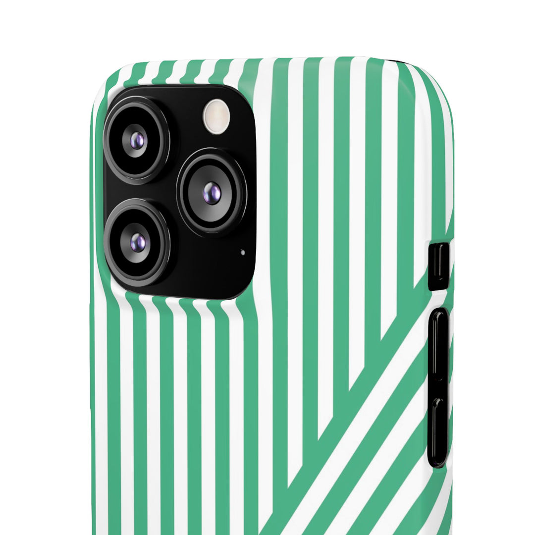 Aesthetic Emerald Stripes Cute Phone Case Sleek Snap - For iPhone 17 Pro Max iPhone 16 Pro iPhone 15 Iphone 14 Plus 13 Pro 12 11 10 Gift