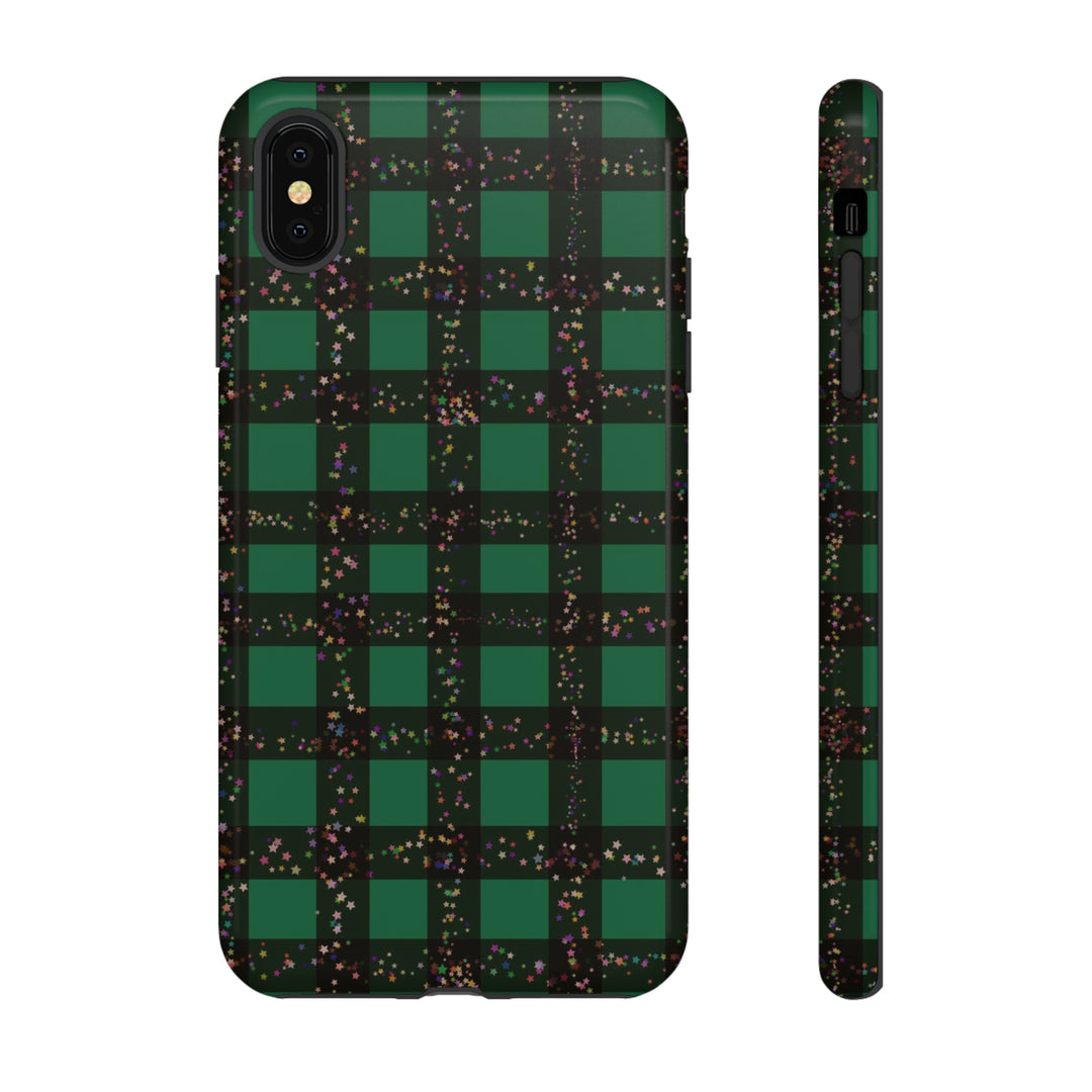 Cute IPhone Case | iPhone 15 Case | iPhone 15 Pro Max Case, Iphone 14 Case, Iphone 14 Pro Max Case IPhone Case for Art Lovers, Green Festive Plaid - Studio40ParkLane