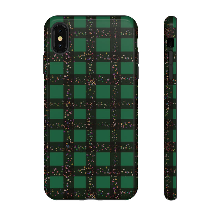 Cute IPhone Case | iPhone 15 Case | iPhone 15 Pro Max Case, Iphone 14 Case, Iphone 14 Pro Max Case IPhone Case for Art Lovers, Green Festive Plaid - Studio40ParkLane