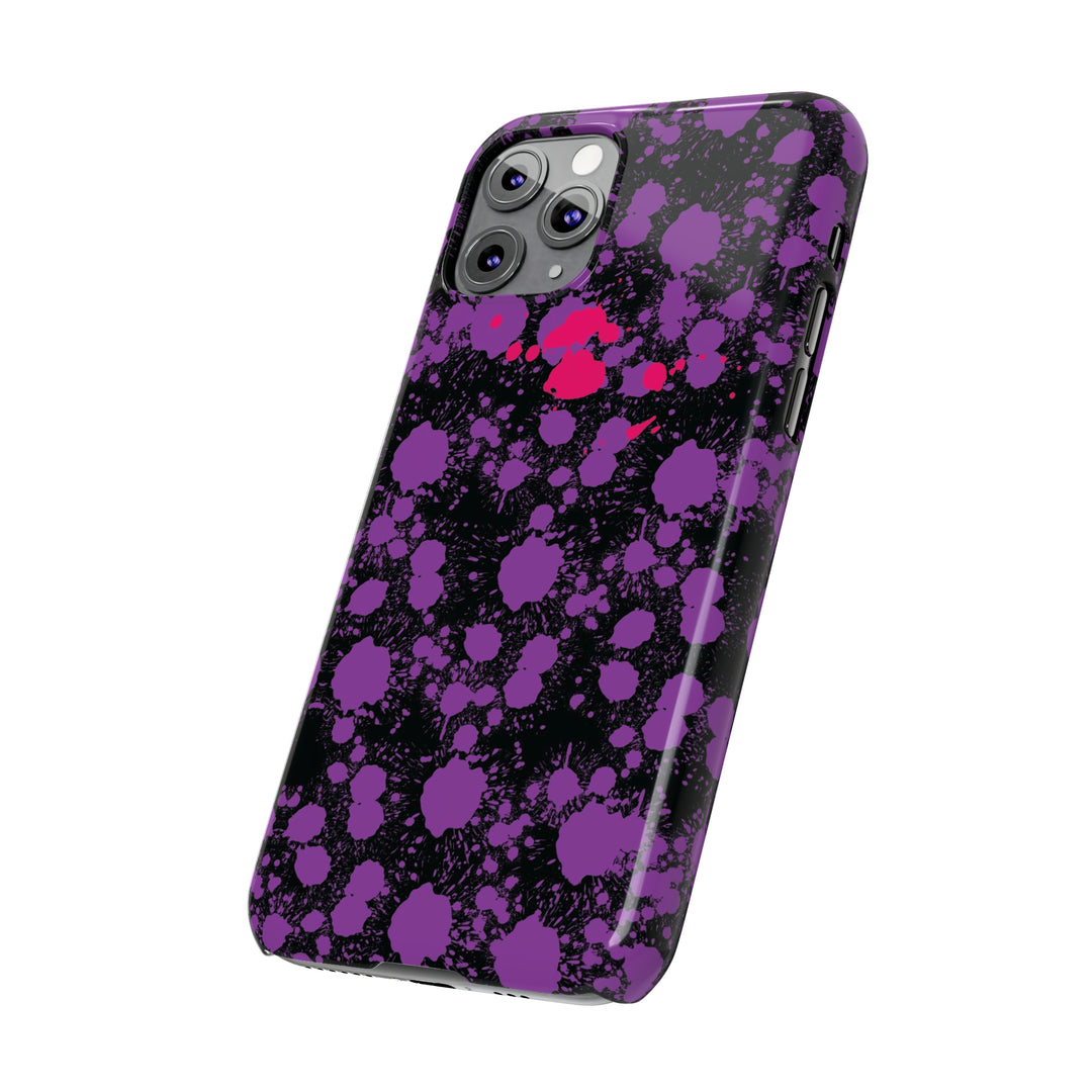 Slim Cute Phone Cases for Iphone - | iPhone 15 Case | iPhone 15 Pro Max Case, Iphone 14 Case, Iphone 14 Pro Max, Iphone 13, Purple Pink Paint Blots Splash - Studio40ParkLane