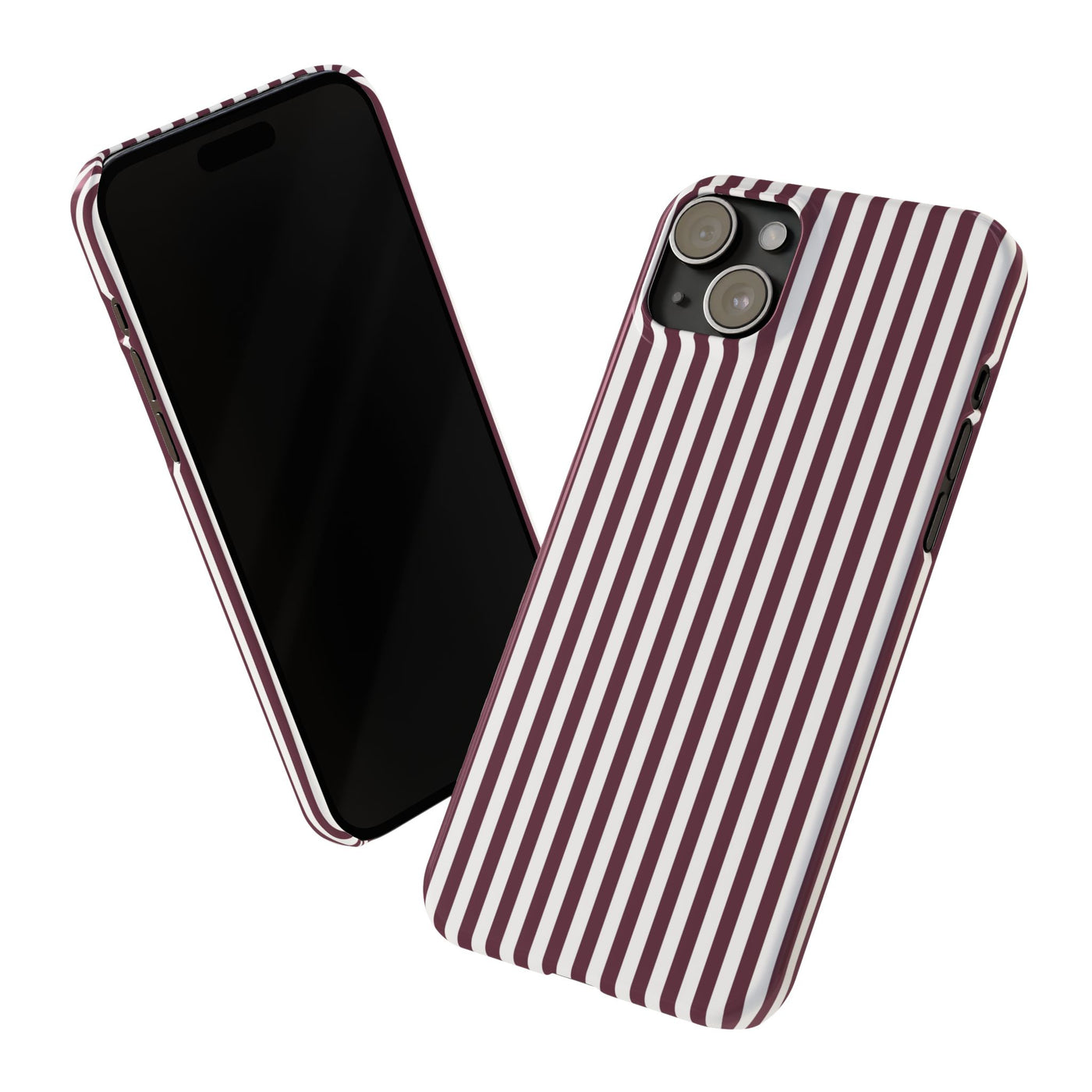 Slim Burgundy Wine Striped Cute Phone Case for Iphone 16 - | iPhone 15 Pro Max Case | iPhone 14 Case Iphone 13 12 11 10 9 8 7 Gift for Her - Studio40ParkLane