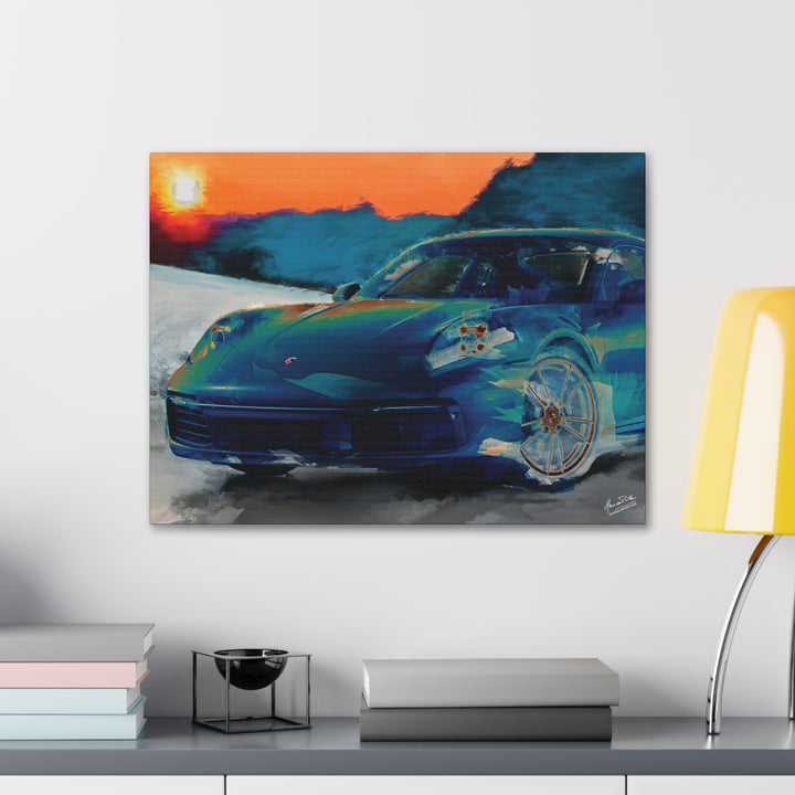 Porsche Wall Art on Canvas Print Gallery Wrapped - Gorgeous Porsche 911 Carrera Wall Art - Set in the mountains with a Sunset - Home Decor - Studio40ParkLane
