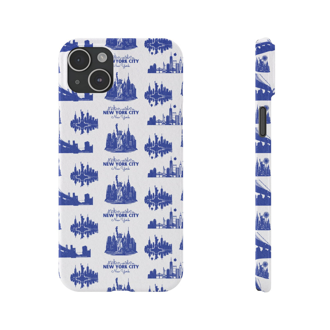 Slim New York Skyline Blue Collage Coquette Gift for Her Cute Phone Cases for Iphone 16 Pro Max | iPhone 15 Case | iPhone 15 Pro Max Case, Iphone 14, Iphone 14 Pro Max, Iphone 13 12 11 8 7 - Studio40ParkLane