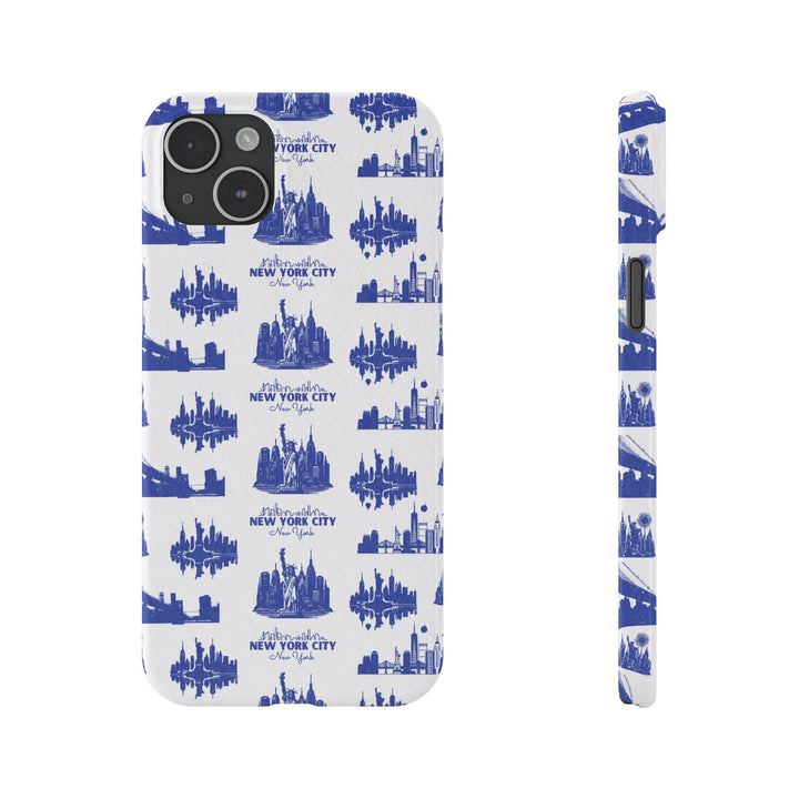 Slim New York Skyline Blue Collage Coquette Gift for Her Cute Phone Cases for Iphone 16 Pro Max | iPhone 15 Case | iPhone 15 Pro Max Case, Iphone 14, Iphone 14 Pro Max, Iphone 13 12 11 8 7 - Studio40ParkLane