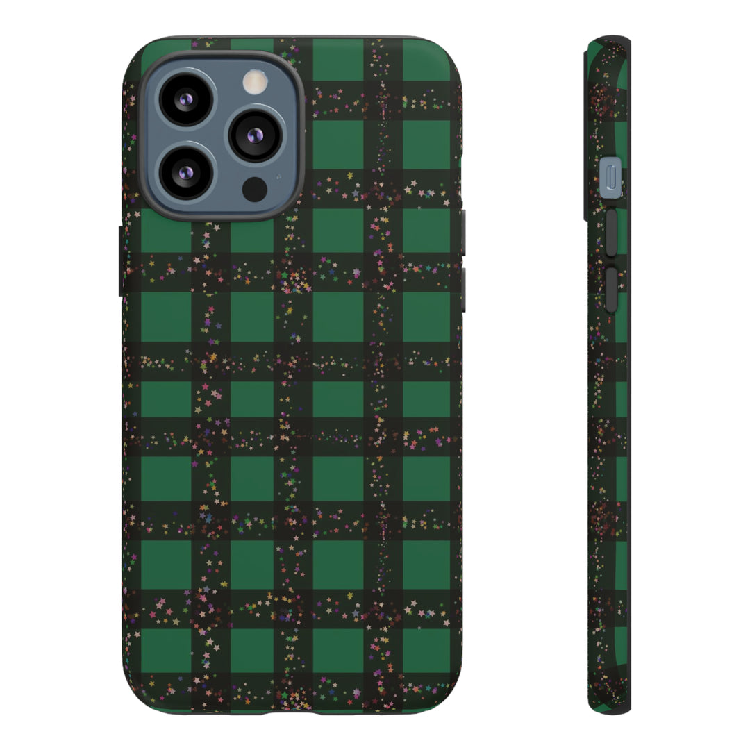 Cute IPhone Case | iPhone 15 Case | iPhone 15 Pro Max Case, Iphone 14 Case, Iphone 14 Pro Max Case IPhone Case for Art Lovers, Green Festive Plaid - Studio40ParkLane